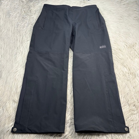 REI Pants - REI Women's LP Black Rainier Rain Pants Seam Sealed Drawstring Hems Waterproof